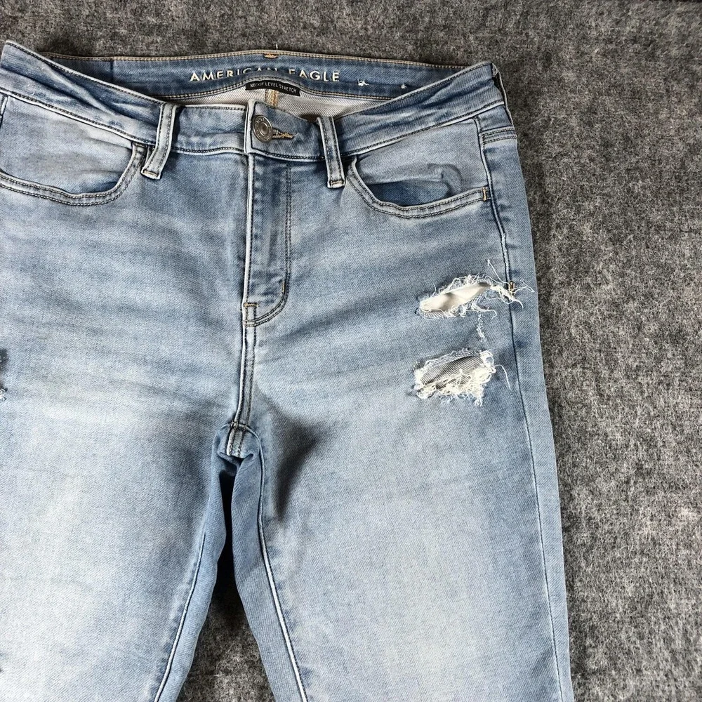 American Eagle Next Level Skinny Jeans Womens 8 Distressed Light‎ Wash